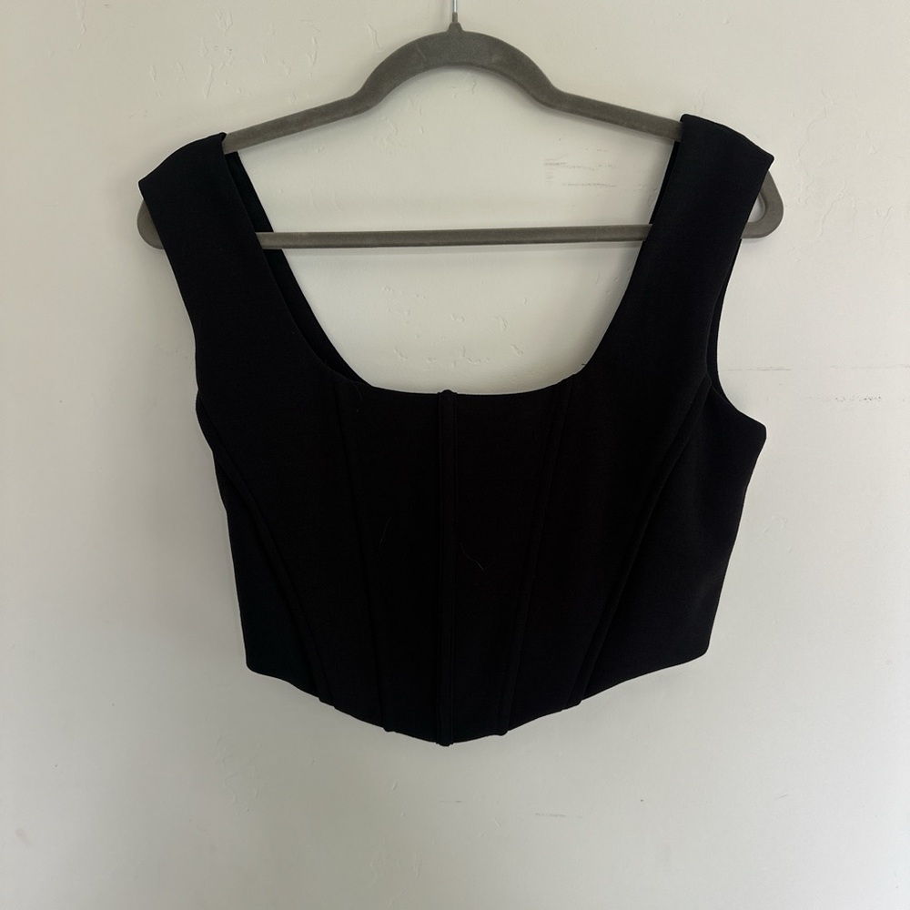 Black Fitted Crop Bustier Tank Top